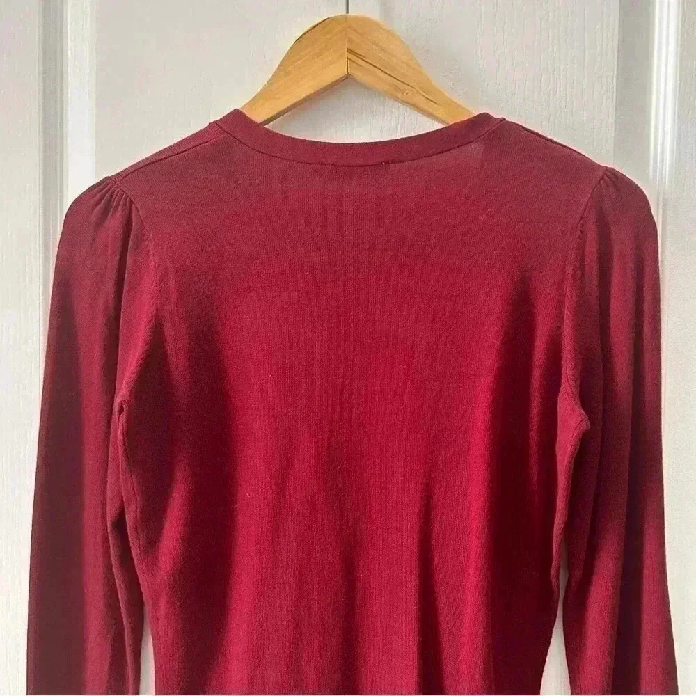 Ricki’s Burgundy Cardigan V Neck Button Front Fitted Size Small - Picture 9 of 16